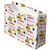 Weihnachtsbagger Große Geschenktüte (Vorderseite Schrägansicht)