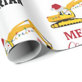 Weihnachtsbagger Individuelle Name Geschenkpapier (Rolleneckpunkt)