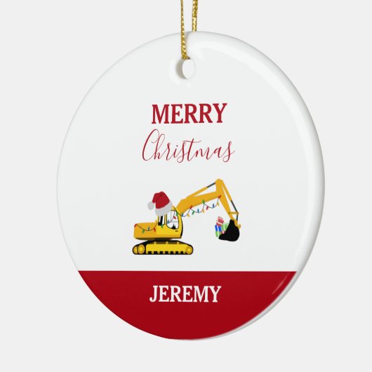 Weihnachtsbagger Keramik Ornament (Links)