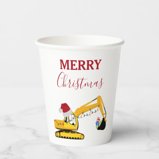 Weihnachtsbagger Pappbecher (Rückseite)