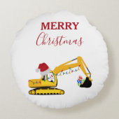 Weihnachtsbagger Rundes Kissen (Rückseite)