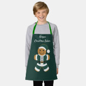 Weihnachtsbaker Name Green Santa Gingerbrei Mann Schürze (Getragen)