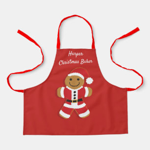 Weihnachtsbaker Name Red Santa Gingerbrot Mann Schürze