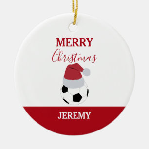 Weihnachtsball-Ball Sportfußball Individuelle Name Keramik Ornament