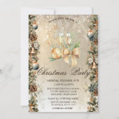 Weihnachtsball, Bells Pinecones, Rentier, Glas Einladung (Vorderseite)