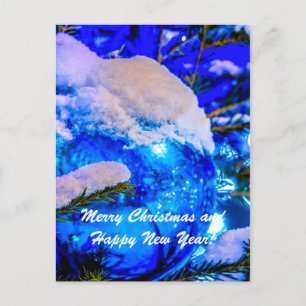 Weihnachtsball Blauer Schnee Feiertagspostkarte