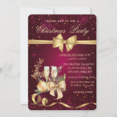 Weihnachtsball, Bow, Rentier, Party aus Weinglas Einladung (Vorderseite)