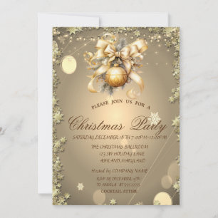 Weihnachtsball, Goldene Sterne Firmenweihnachtsfei Einladung