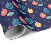 Weihnachtsball Grün Gelb Vintag Geschenkpapier (Rolleneckpunkt)