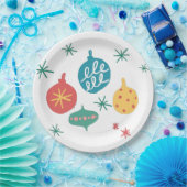 Weihnachtsball Grün Gelb Vintag Pappteller (Party)