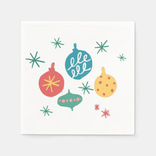 Weihnachtsball Grün Gelb Vintag Serviette