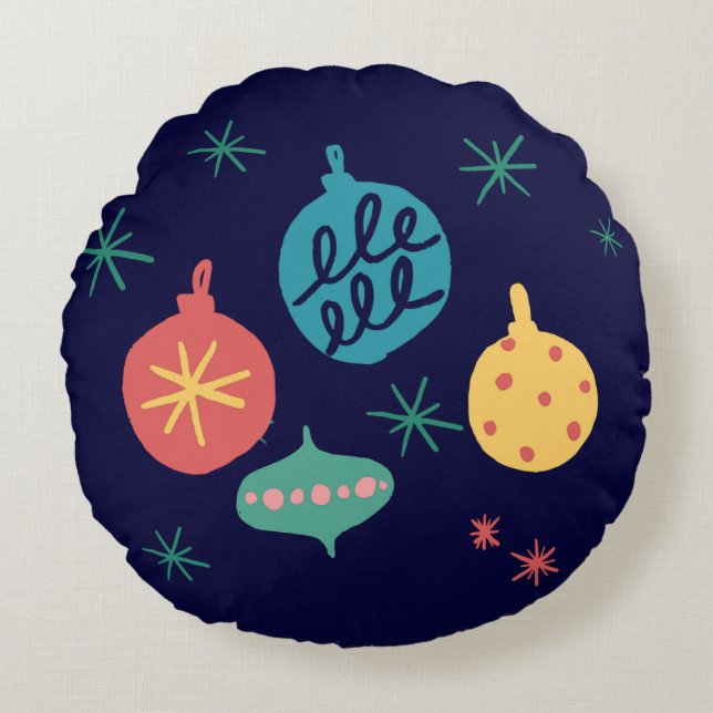 Weihnachtsball Grün Gelb Vintages Kissen (Vorderseite)