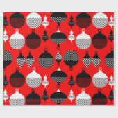 Weihnachtsball in Rot und Schwarz Retro Geschenkpapier (Flach)