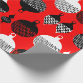 Weihnachtsball in Rot und Schwarz Retro Geschenkpapier (Ecke)