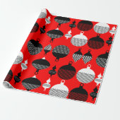 Weihnachtsball in Rot und Schwarz Retro Geschenkpapier (Ungerollt)