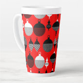 Weihnachtsball in Rot und Schwarz Retro Milchtasse (Linke Ecke)