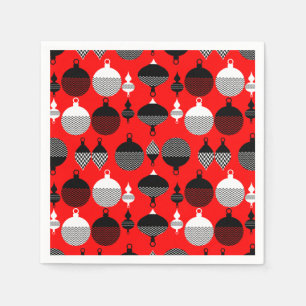 Weihnachtsball in Rot und Schwarz Retro Serviette