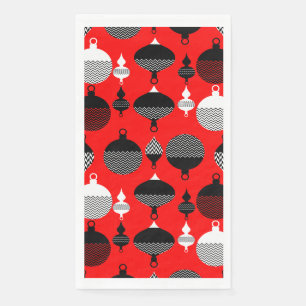 Weihnachtsball in Rot und Schwarz Retro Serviette