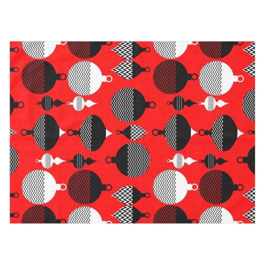 Weihnachtsball in Rot und Schwarz Retro Tischdecke (Vorderseite (Horizontal))