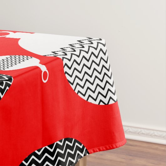 Weihnachtsball in Rot und Schwarz Retro Tischdecke (Beispiel)