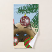 Weihnachtsball-Katze Badhandtuch Set (Handtuch)
