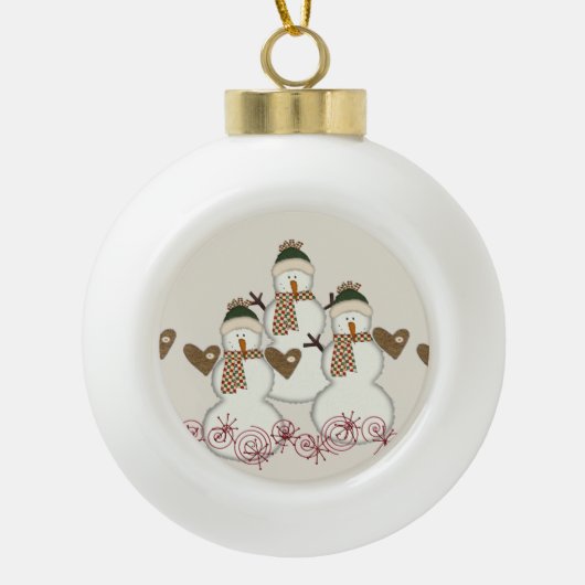 Weihnachtsball-Keramik, Snowman Keramik B Keramik Kugel-Ornament (Vorderseite)