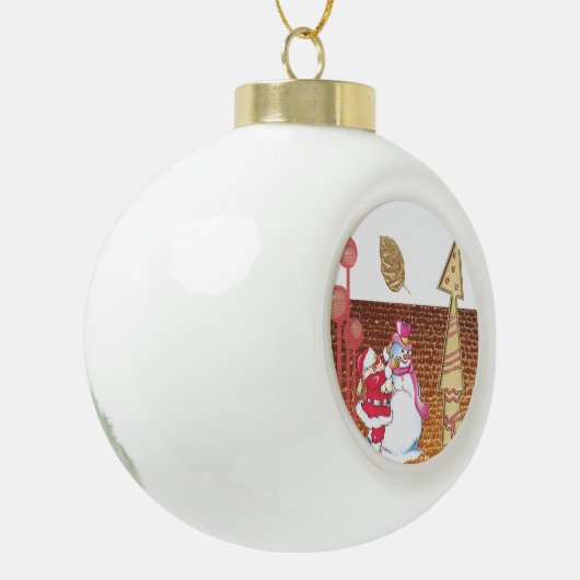 Weihnachtsball-Keramik, Snowman Keramik B Keramik Kugel-Ornament (Links)
