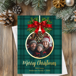Weihnachtsball Ornament Foto Buffalo Kariert Folien Feiertagspostkarte