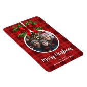 Weihnachtsball Ornament Foto Rotes Buffalo Kariert Magnet (Rechte Seite)