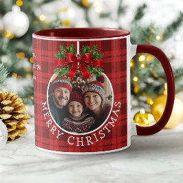Weihnachtsball Ornament Foto Rotes Buffalo Kariert Tasse
