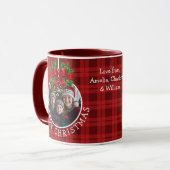 Weihnachtsball Ornament Foto Rotes Buffalo Kariert Tasse (Vorderseite Links)