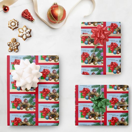 Weihnachtsball-Ornament-Katze Geschenkpapier Set