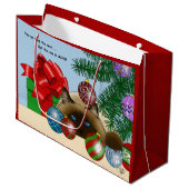 Weihnachtsball-Ornament-Katze Große Geschenktüte (Vorderseite Schrägansicht)