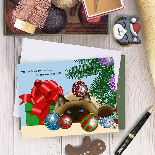 Weihnachtsball-Ornament-Katze Karte