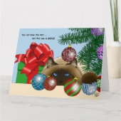 Weihnachtsball-Ornament-Katze Karte (Vorderseite)