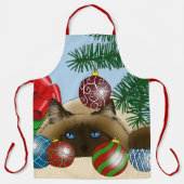 Weihnachtsball-Ornament-Katze Schürze (Vorderseite)