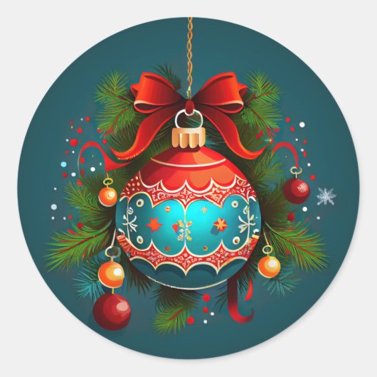 Weihnachtsball-Ornament Klassischer Rundsticker Runder Aufkleber (Vorderseite)