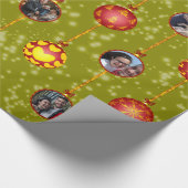 Weihnachtsball-Ornamente 6 Fotos D-Gelb Geschenkpapier (Ecke)