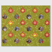 Weihnachtsball-Ornamente 6 Fotos D-Gelb Geschenkpapier (Flach)