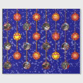 Weihnachtsball-Ornamente 6 Fotos D-Navy Geschenkpapier (Flach)