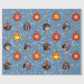 Weihnachtsball Ornamente 6 Fotos L-Blue Geschenkpapier (Flach)