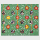 Weihnachtsball Ornamente 6 Fotos L-Green Geschenkpapier (Flach)