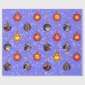 Weihnachtsball-Ornamente 6 Fotos L-Navy Geschenkpapier (Flach)