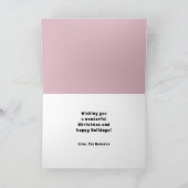 Weihnachtsball Pastell Pink Familienurlaub Foto Feiertagskarte (Innenseite)