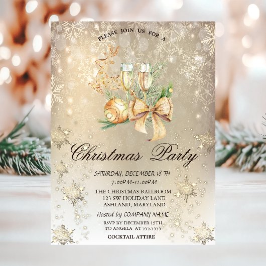 Weihnachtsball, Rentier, Schneeflocken-Party Einladung