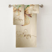 Weihnachtsball, Rentier, Weinglas, Schneeflocken Badhandtuch Set (Insitu)