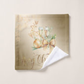 Weihnachtsball, Rentier, Weinglas, Schneeflocken Badhandtuch Set (Waschlappen)