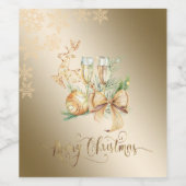 Weihnachtsball, Rentier, Weinglas, Schneeflocken Weinetikett (Einzelnes Label)