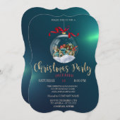 Weihnachtsball, Retro Car, Grüne Weihnachtsfirma Einladung (Vorne/Hinten)