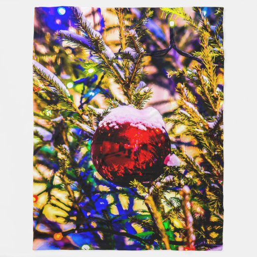 Weihnachtsball Rot Fleecedecke (Vorderseite)